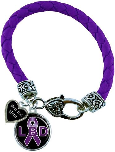 Lewy Body Dementia Purple Leather Bracelet Jewelry Choose Your Text in Saudi Arabia
