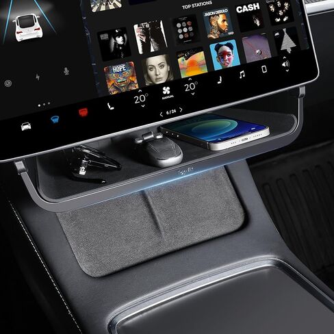 Topfit Tesla Model 3 Y صندوق تخزين تحت الشاشة، صينية تنظيم وحدة التحكم المركزية لطراز Tesla Y Juniper وModel 3 Highland Accessories 2025-2026 in Kuwait