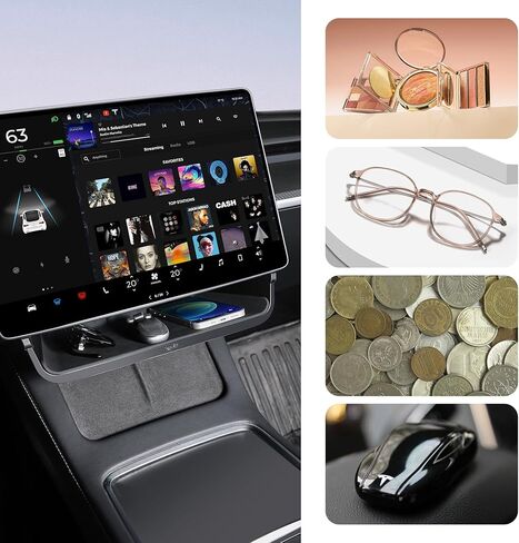 Topfit Tesla Model 3 Y صندوق تخزين تحت الشاشة، صينية تنظيم وحدة التحكم المركزية لطراز Tesla Y Juniper وModel 3 Highland Accessories 2025-2026 in Kuwait