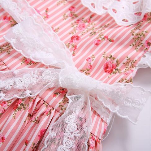 Pettigirl Lovely Girls Floral Striped Printed Spring Outfit Clothing Kids Popular Festival Knee Length Dresses in Saudi Arabia