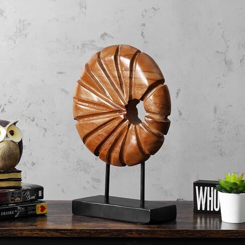 Teak Sculpture Home Décor for Shelf Sculpture with Base Decoration for Living Room, Bedroom, Office 13.8"X9.8"X3.5" in Kuwait