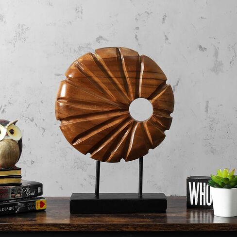 Teak Sculpture Home Décor for Shelf Sculpture with Base Decoration for Living Room, Bedroom, Office 13.8"X9.8"X3.5" in Kuwait