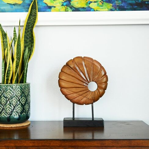 Teak Sculpture Home Décor for Shelf Sculpture with Base Decoration for Living Room, Bedroom, Office 13.8"X9.8"X3.5" in Kuwait