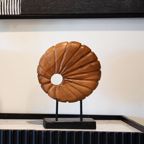 Teak Sculpture Home Décor for Shelf Sculpture with Base Decoration for Living Room, Bedroom, Office 13.8"X9.8"X3.5" in Kuwait