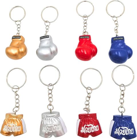 Muay Thai Gloves, Thai Boxing Shorts, Muay Thai Keychain 8 PCS, Boxing Gloves Keychain, Thai Gift from Thailand, Key Ring in Saudi Arabia