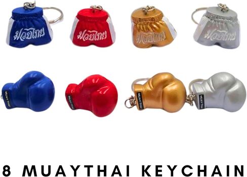 Muay Thai Gloves, Thai Boxing Shorts, Muay Thai Keychain 8 PCS, Boxing Gloves Keychain, Thai Gift from Thailand, Key Ring in Saudi Arabia