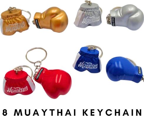 Muay Thai Gloves, Thai Boxing Shorts, Muay Thai Keychain 8 PCS, Boxing Gloves Keychain, Thai Gift from Thailand, Key Ring in Saudi Arabia