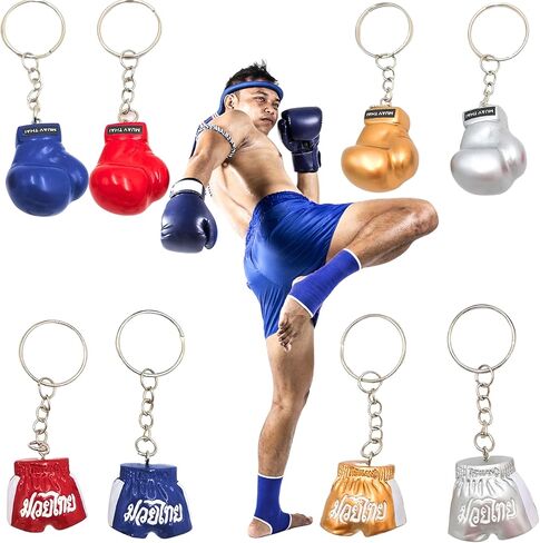 Muay Thai Gloves, Thai Boxing Shorts, Muay Thai Keychain 8 PCS, Boxing Gloves Keychain, Thai Gift from Thailand, Key Ring in Saudi Arabia