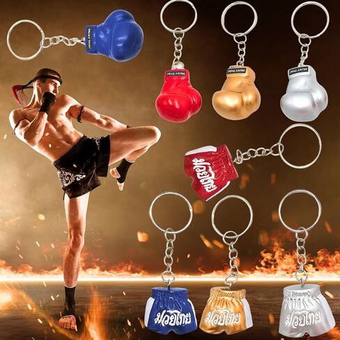 Muay Thai Gloves, Thai Boxing Shorts, Muay Thai Keychain 8 PCS, Boxing Gloves Keychain, Thai Gift from Thailand, Key Ring in Saudi Arabia