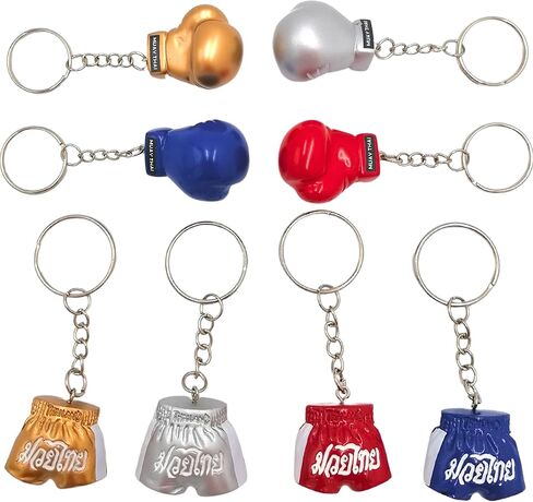 Muay Thai Gloves, Thai Boxing Shorts, Muay Thai Keychain 8 PCS, Boxing Gloves Keychain, Thai Gift from Thailand, Key Ring in Saudi Arabia