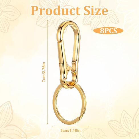 8Pcs Gold Keychain Clip, Metal Key Ring Carabiner Clips Keys Holder Organizer Gold Key Ring for Home, Car, Purse, Wallet Charm Lanyard in Saudi Arabia
