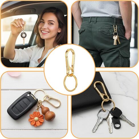 8Pcs Gold Keychain Clip, Metal Key Ring Carabiner Clips Keys Holder Organizer Gold Key Ring for Home, Car, Purse, Wallet Charm Lanyard in Saudi Arabia