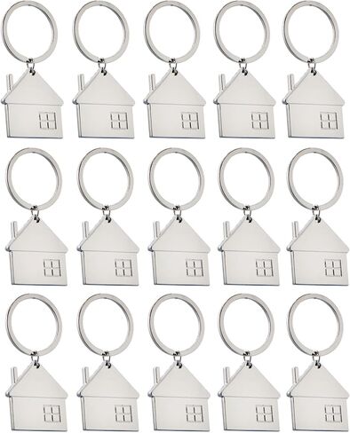 15 Sets House Shaped Key Chain with Metal Keyring, New Home Keychain for Women Men Family Client in Kuwait