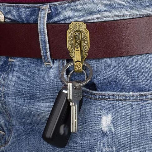 1 قطعة حزام الخصر النحاسي الرجعية كليب سلسلة المفاتيح حزام حلقة مفتاح حامل كيرينغ المحفظة سلسلة in Kuwait