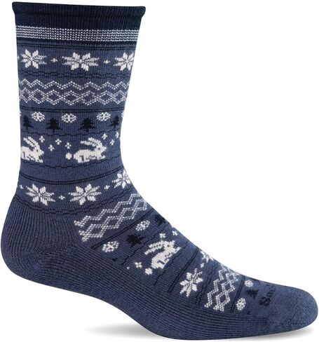 جورب نسائي من Sockwell Folksy Fairisle Crew، بلاك بيري - M/L in Kuwait
