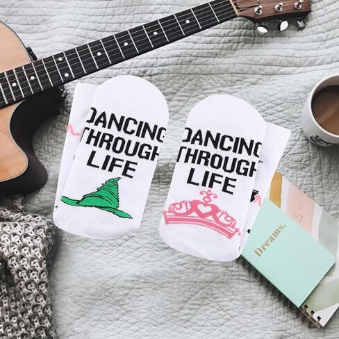 TSOTMO Movie Musical Merch Witch Gift Dancing Through Life Novelty Socks for Musical Theater Fans Dance Lovers Gift in Saudi Arabia