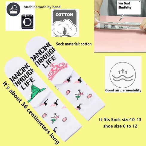 TSOTMO Movie Musical Merch Witch Gift Dancing Through Life Novelty Socks for Musical Theater Fans Dance Lovers Gift in Saudi Arabia