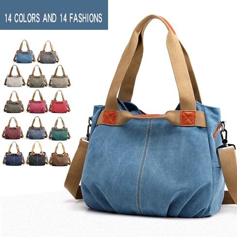 Women Canvas Tote Handbags Casual Shoulder Work Bag Crossbody Top Handle Bag Cross-body Vintage Multi-pocket Purses in Kuwait