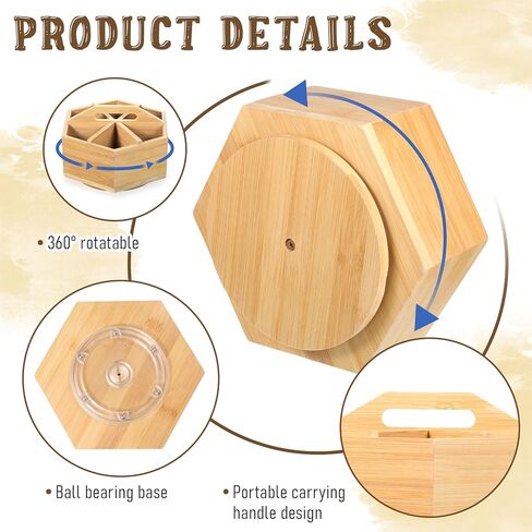 منظم مكتب مستلزمات فنية دوارة من الخيزران، منظم أقلام تحديد دوارة لعلامات الكحول، علبة تخزين سطح المكتب للوازم المكتبية، تخزين الخيزران يدور 360 درجة لأقلام الرصاص والقلم وفرش الطلاء in Kuwait