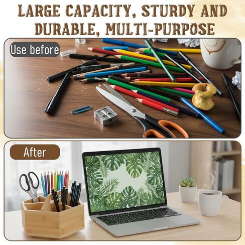 منظم مكتب مستلزمات فنية دوارة من الخيزران، منظم أقلام تحديد دوارة لعلامات الكحول، علبة تخزين سطح المكتب للوازم المكتبية، تخزين الخيزران يدور 360 درجة لأقلام الرصاص والقلم وفرش الطلاء in Kuwait