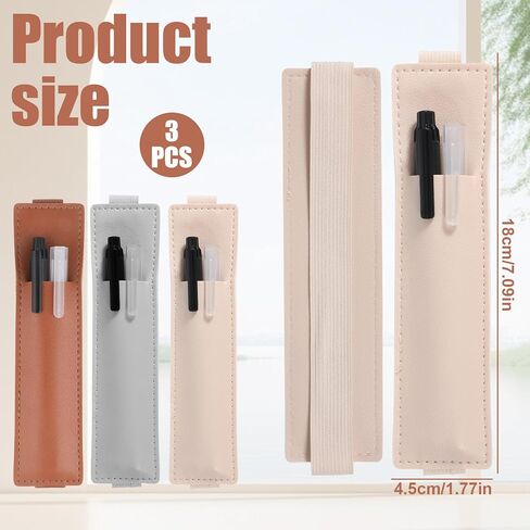Thinp 3 Pcs Elastic Band Pen Holder for Notebook, PU Leather Pen Loop Holder Adjustable Straps Pens Sleeve Pouch Pencil Holders Case for Notebook, Journal, Planners, School Office Supplies in Saudi Arabia