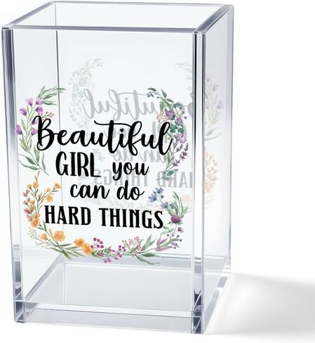 Pray & Give It To God Girly Acrylic Cosmetic Pencil Pen Holder Cup, Coquette Bow Preppy Desk Organizer Accessories for Home Office Decor, Pink Christian Gifts for Women Girl Daughter Coworker in Saudi Arabia