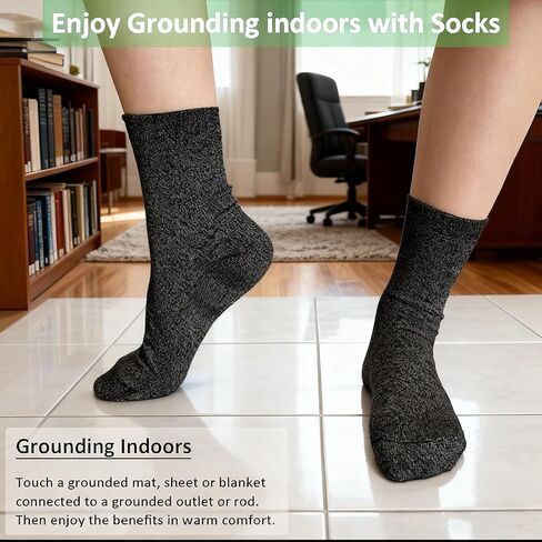 Grounding Socks Conductive Silver Fiber Mid-calf Earthing Stockings Earth Connected Faraday Protection Stretch Socks in Saudi Arabia
