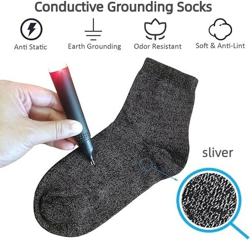Grounding Socks Conductive Silver Fiber Mid-calf Earthing Stockings Earth Connected Faraday Protection Stretch Socks in Saudi Arabia