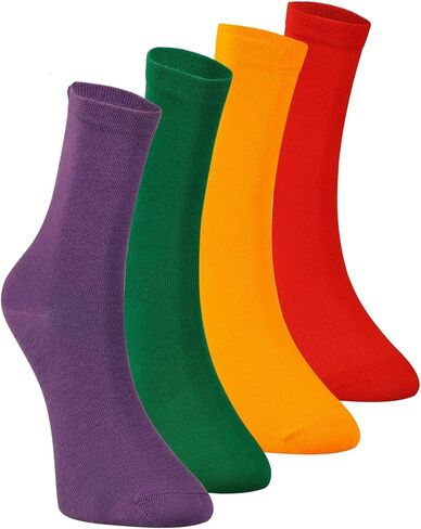 مقاس الجوارب للرجال والنساء، مجموعة هدايا مكونة من 4 أزواج من الجوارب القطنية - ألوان ثابتة ناعمة ومسامية in Kuwait