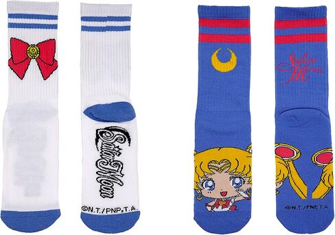 Sailor Moon Athletic 2 Pair Pack Crew Socks - Fits Ladies Shoe Size 4-10 (2 Pair) in Saudi Arabia