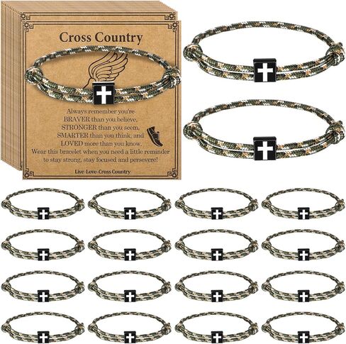 Tondiamo Track and Field Gift Bulk Adjustable Rope Marathon Runners Bracelets Bulk Cross Country Team Gift Religious Christian Jesus Braided Bracelets Running Track and Field Accessories in Saudi Arabia