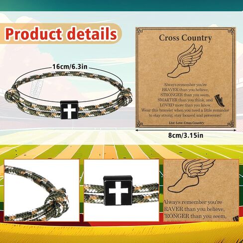 Tondiamo Track and Field Gift Bulk Adjustable Rope Marathon Runners Bracelets Bulk Cross Country Team Gift Religious Christian Jesus Braided Bracelets Running Track and Field Accessories in Saudi Arabia