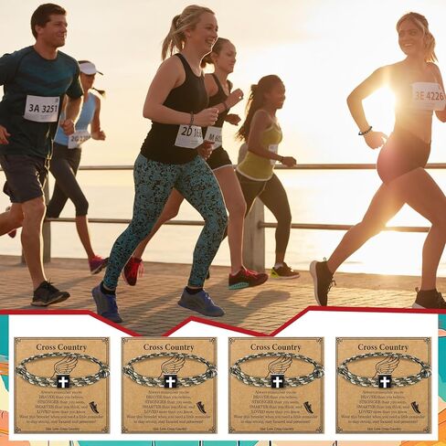Tondiamo Track and Field Gift Bulk Adjustable Rope Marathon Runners Bracelets Bulk Cross Country Team Gift Religious Christian Jesus Braided Bracelets Running Track and Field Accessories in Saudi Arabia