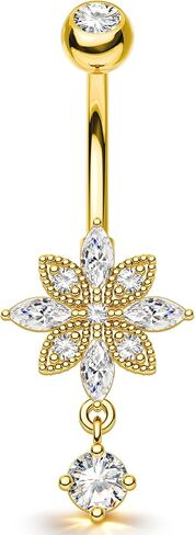 Petal Wheel Belly Button Ring 14G 10MM Dangle Navel Rings for Women Stainless Steel Belly Button Piercing in Saudi Arabia