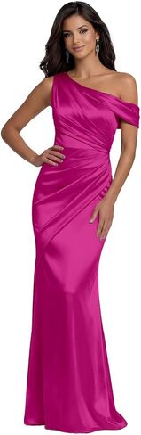 One Shoulder Satin Prom Dresses for Women 2026 Pleated Long Mermaid Bodycon Formal Evening Party Gowns in Saudi Arabia