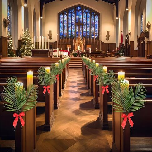 40 Pcs Easter Palm Leaves Decor Artificial Green Foliage Leaf with Red Ribbon for Palms Sunday 20.4 Inch Outdoor Faux Tropical Leaves for Easter Home Decor Party Supplies in Kuwait