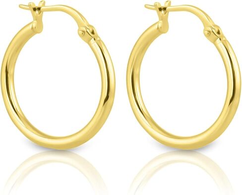 Gold-Plated Lightweight Hoop Earrings for Women – Classic 20mm & 30mm Gold Hoops, Everyday Minimalist Jewelry in Saudi Arabia