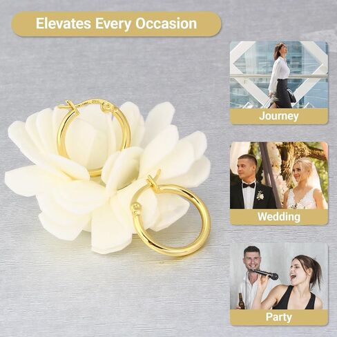 Gold-Plated Lightweight Hoop Earrings for Women – Classic 20mm & 30mm Gold Hoops, Everyday Minimalist Jewelry in Saudi Arabia