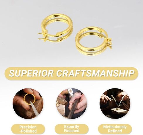 Gold-Plated Lightweight Hoop Earrings for Women – Classic 20mm & 30mm Gold Hoops, Everyday Minimalist Jewelry in Saudi Arabia