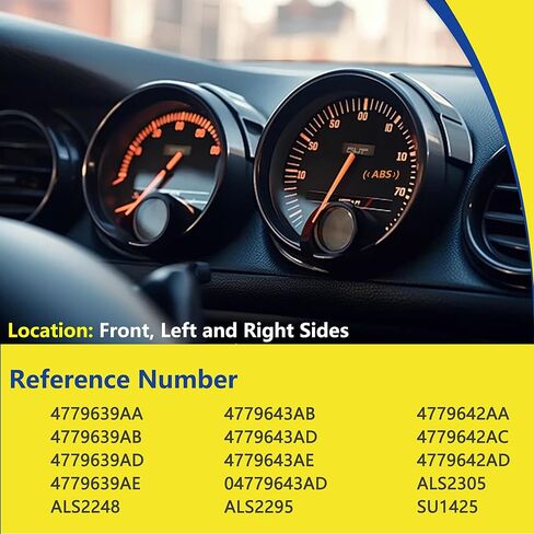 مستشعر سرعة عجلة ABS لـ [RWD بدون فرامل الأداء] كرايسلر 300، دودج تشالنجر، دودج تشارجر 20112012 2013 2014 السائق الأمامي والخلفي الأيسر والأيمن وجانب الركاب (4 قطع) in Kuwait