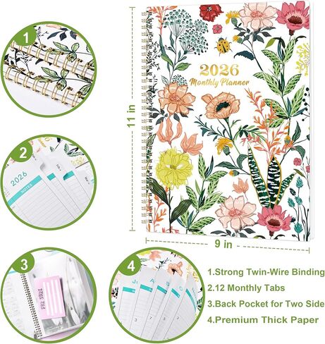 مخطط 2025 - يناير 2025 - ديسمبر 2025، مخطط 2025، 8 × 10 بوصة، مخطط تقويم 2025 مع توزيع أسبوعي وشهري، علامات تبويب، ربط مزدوج السلك، ورق سميك، غطاء مرن، مربعات اختيار كقائمة مهام ＆ ملحوظات in Kuwait