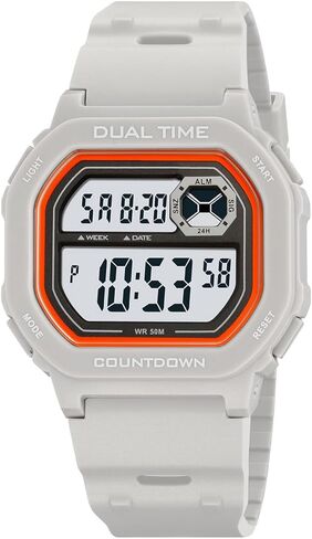 Reginald Watches for Men Fashion Trend Multifunction Waterproof Watch EL Backlight Digital Chronograph TPU Watch Strap Square Watches in Kuwait