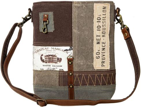 Myra Bag Vintage Crossbody Bag - Francais Pathway Vintage Purse, Canvas Purses for Women, Canvas Patchwork Design Crossbody Purse in Saudi Arabia