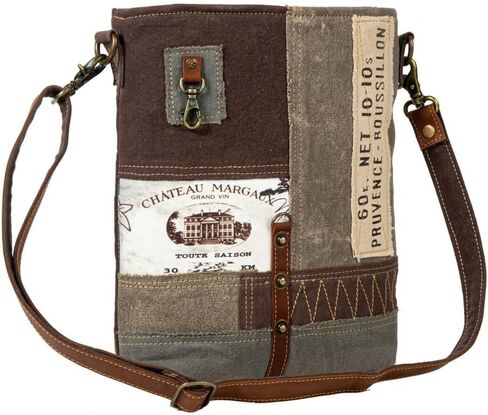 Myra Bag Vintage Crossbody Bag - Francais Pathway Vintage Purse, Canvas Purses for Women, Canvas Patchwork Design Crossbody Purse in Saudi Arabia
