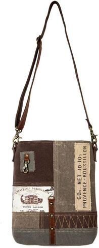 Myra Bag Vintage Crossbody Bag - Francais Pathway Vintage Purse, Canvas Purses for Women, Canvas Patchwork Design Crossbody Purse in Saudi Arabia