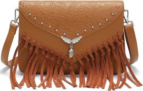 حقائب كروس للنساء من الجلد وحقيبة كتف بطباعة غربية مع شرابة من جلد الغزال in Kuwait