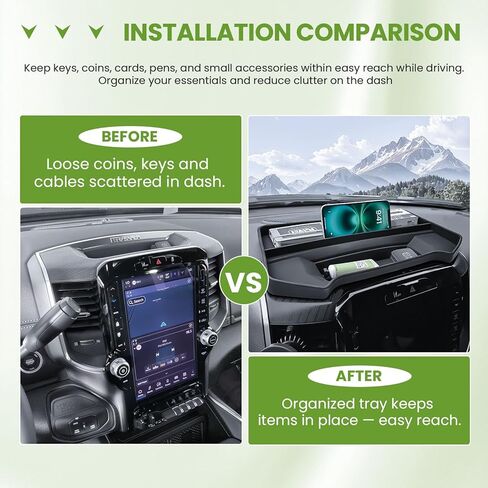 Dash Storage Tray Compatible with 2019-2026 Dodge RAM 1500 (14.4"&12" Uconnect Screen) Accessories- Center Console Dashboard Organizer Replacement Divider (Not for RAM 1500 Classic Screen) in Saudi Arabia