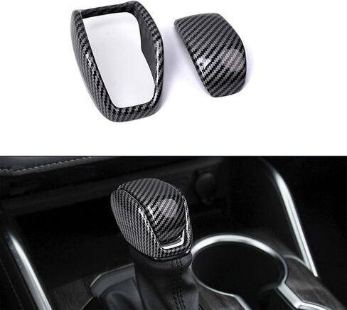 Tocatus Gear Shift Knob Cover Shifter Trim for Toyota RAV4 Highlander Venza 2019 2020 2021 2022 2023 2024, ABS Carbon Fiber 2pcs in Kuwait