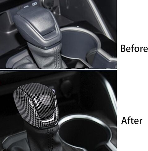 Tocatus Gear Shift Knob Cover Shifter Trim for Toyota RAV4 Highlander Venza 2019 2020 2021 2022 2023 2024, ABS Carbon Fiber 2pcs in Kuwait