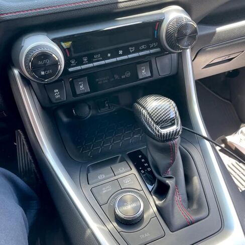 Tocatus Gear Shift Knob Cover Shifter Trim for Toyota RAV4 Highlander Venza 2019 2020 2021 2022 2023 2024, ABS Carbon Fiber 2pcs in Kuwait